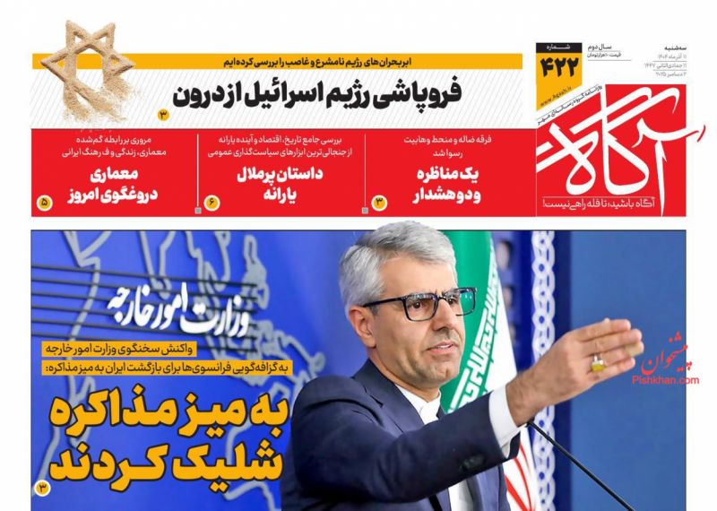 صفحه نخست روزنامه های اقتصادی وسیاسی سه‌شنبه ۱۱ آذر ۱۴۰۴